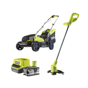 18V ONE+ Cordless Lawnmower and Grass Trimmer Twin Kit (1 x 4.0Ah)